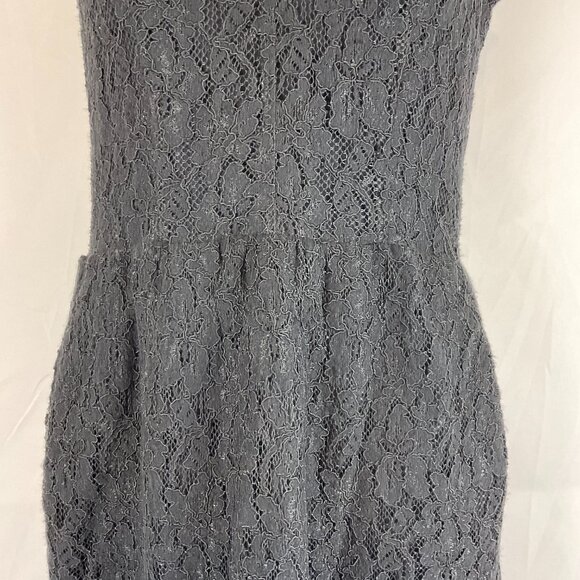 Babaton Lace Dress 2 Black Short Sleeve V-Neck Sheer Back Pockets - Picture 4 of 13